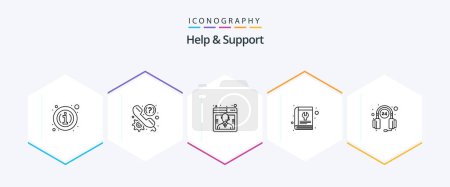 Ilustración de Ayuda y soporte paquete de iconos de 25 líneas, incluida la herramienta. reparación. apoyo. manual. apoyo - Imagen libre de derechos