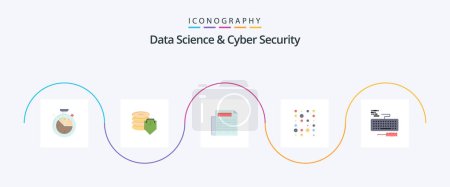Illustration for Data Science And Cyber Security Flat 5 Icon Pack Including hardware. key. news. scince. data - Royalty Free Image