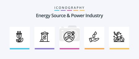 Ilustración de Energy Source And Power Industry Line 5 Icon Pack Including eco. car. atom. power. acumulator. Creative Icons Design - Imagen libre de derechos