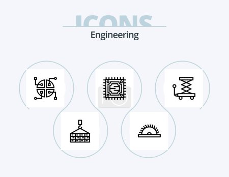 Ilustración de Línea de ingeniería Icon Pack 5 Icon Design. .. construcción. construcción. carga. mapa - Imagen libre de derechos