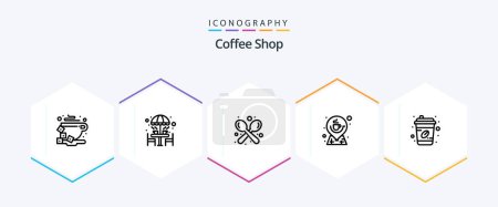 Illustration for Coffee Shop 25 Line icon pack including location. cup. umbrella. coffee. spoon - Royalty Free Image