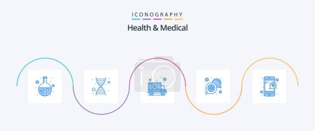 Illustration for Health And Medical Blue 5 Icon Pack Including online. support. car. online. communication - Royalty Free Image