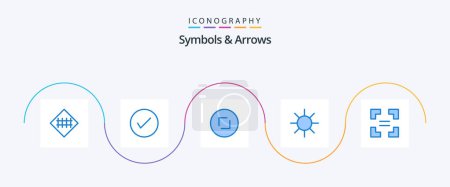 Illustration for Symbols and Arrows Blue 5 Icon Pack Including full screen. logo. okay. circle. enlarge - Royalty Free Image