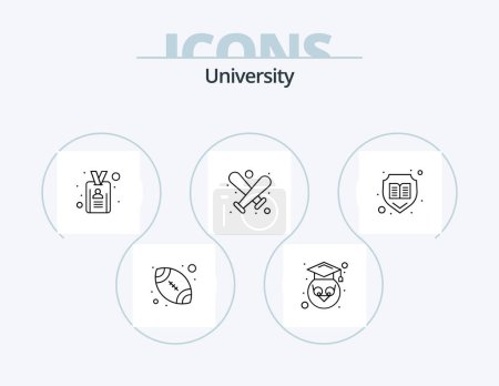 Illustration for University Line Icon Pack 5 Icon Design. id. table. education. study desk. interior - Royalty Free Image