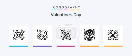 Téléchargez les illustrations : Valentines Day Line 5 Icon Pack Y compris web. amour. affection. internet. amour. Icônes créatives Design - en licence libre de droit
