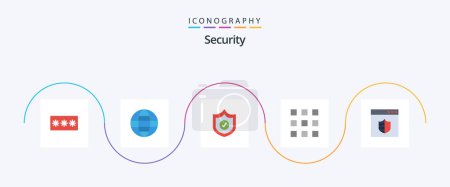 Illustration for Security Flat 5 Icon Pack Including browser. lock. world. key locks. buttons - Royalty Free Image