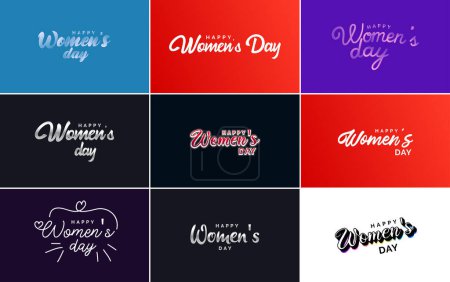 Ilustración de March 8 typographic design set with Happy Women's Day text - Imagen libre de derechos