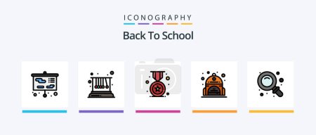 Illustration for Back To School Line Filled 5 Icon Pack Including school. divider. board. study. presentation. Creative Icons Design - Royalty Free Image