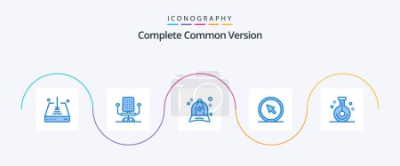 Illustration for Complete Common Version Blue 5 Icon Pack Including chemistry. pointer. cap. point. cursor - Royalty Free Image