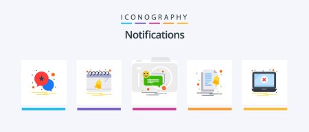 Illustration for Notifications Flat 5 Icon Pack Including problem. error. bubble. notify. file. Creative Icons Design - Royalty Free Image