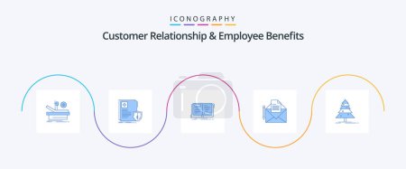 Illustration for Customer Relationship And Employee Benefits Blue 5 Icon Pack Including letter. message. health. mail. writing - Royalty Free Image