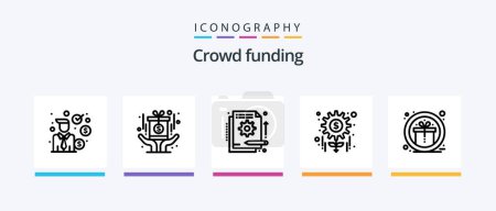 Téléchargez les illustrations : Crowdfunding Line 5 Icon Pack Including business. landmark. black. investment. wormhole. Creative Icons Design - en licence libre de droit