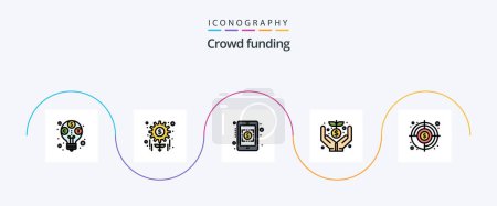 Illustration for Crowdfunding Line Filled Flat 5 Icon Pack Including target. aim. banking. money. donation - Royalty Free Image
