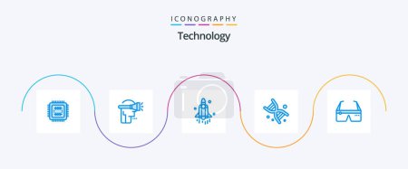 Illustration for Technology Blue 5 Icon Pack Including computing. technology. launch. genetics. bio - Royalty Free Image