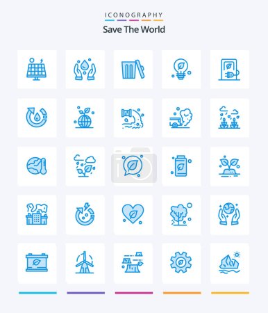 Illustration for Creative Save The World 25 Blue icon pack  Such As electric. car. environment. idea. environment - Royalty Free Image