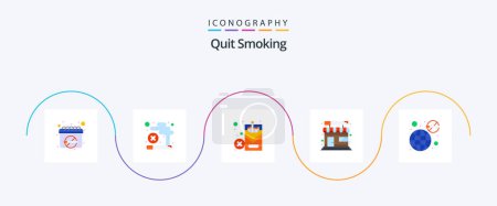 Téléchargez les illustrations : Quit Smoking Flat 5 Icon Pack Including health. cigarette. lifestyle. tobacco shop. shop - en licence libre de droit