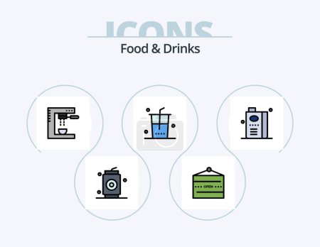 Ilustración de Línea de alimentos y bebidas Pack de iconos rellenos 5 Diseño de iconos. ¡No! comida. gastronomía. Rápido. Fruta - Imagen libre de derechos