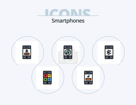 Ilustración de Smartphones Line Filled Icon Pack 5 Icon Design. communications. video. notification. smartphone. call - Imagen libre de derechos