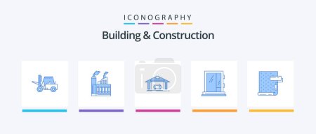 Illustration for Building And Construction Blue 5 Icon Pack Including repair. building. smoke. window. construction. Creative Icons Design - Royalty Free Image
