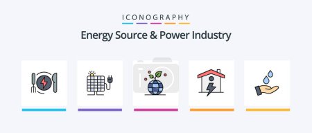 Ilustración de Energy Source And Power Industry Line Filled 5 Icon Pack Including energy. power supply. acumulator. plug. electrical. Creative Icons Design - Imagen libre de derechos