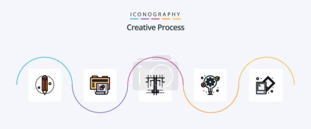 Ilustración de Creative Process Line Filled Flat 5 Icon Pack Including . process. process. creative. creative - Imagen libre de derechos