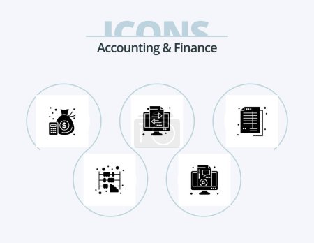 Téléchargez les illustrations : Accounting And Finance Glyph Icon Pack 5 Icon Design. accounts. transfer. accounting. transaction. banking - en licence libre de droit