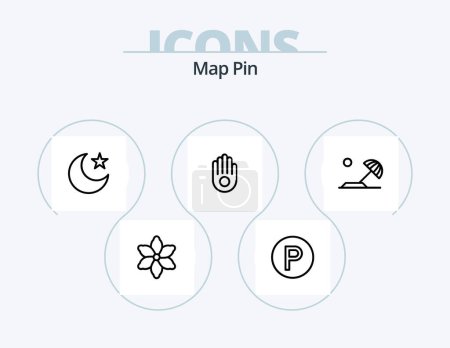 Illustration for Map Pin Line Icon Pack 5 Icon Design. . subway. patient. railway. mountains - Royalty Free Image