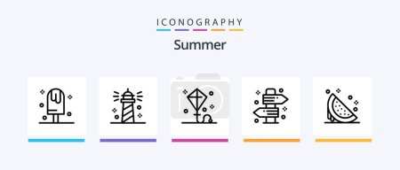 Illustration for Summer Line 5 Icon Pack Including ice. drink. thermometer. sweet. ice. Creative Icons Design - Royalty Free Image
