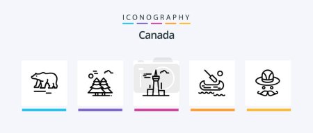 Téléchargez les illustrations : Canada Line 5 Icon Pack Including canada. love. arctic. canada. map. Creative Icons Design - en licence libre de droit