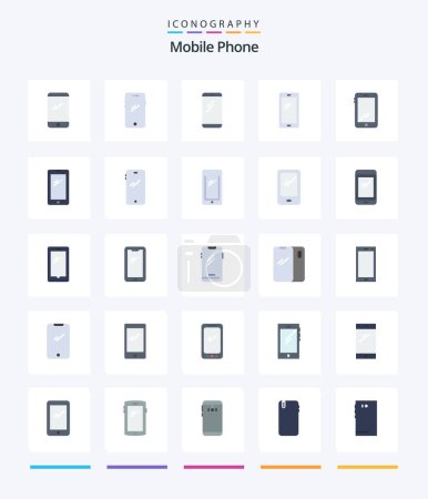 Illustration for Creative Mobile Phone 25 Flat icon pack  Such As android. phone. camera. back. mobile - Royalty Free Image