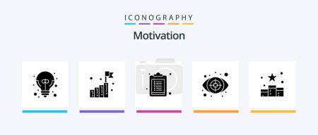 Illustration for Motivation Glyph 5 Icon Pack Including rating. media. checklist. target. eye. Creative Icons Design - Royalty Free Image