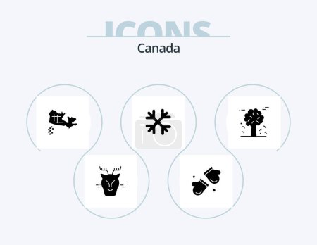 Téléchargez les illustrations : Canada Glyph Icon Pack 5 Icon Design. arctic. canada. scandinavia. winter. snow - en licence libre de droit