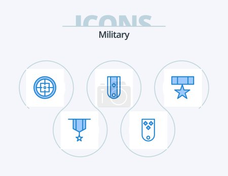 Illustration for Military Blue Icon Pack 5 Icon Design. military. diamond. rank. target. military - Royalty Free Image