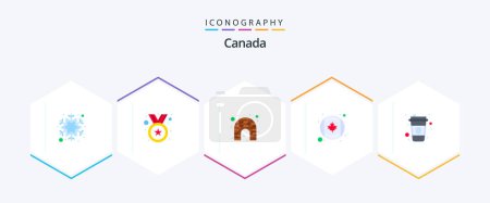 Téléchargez les illustrations : Pack d'icônes plates Canada 25 incluant le ski. café. canada. drapeau. canada - en licence libre de droit