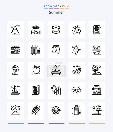 Illustration for Creative Summer 25 OutLine icon pack  Such As summer. diving pass. lifeguard. diving instructor. food%d - Royalty Free Image