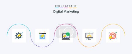 Illustration for Digital Marketing Flat 5 Icon Pack Including target. screen. webpage. investment. digital - Royalty Free Image