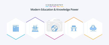 Illustration for Modern Education And Knowledge Power 25 Blue icon pack including arrow. school. ball. chair. desk - Royalty Free Image