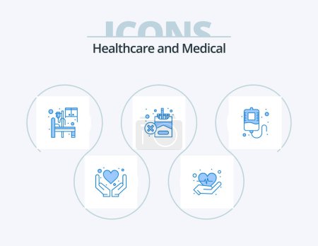 Ilustración de Medical Blue Icon Pack 5 Icon Design. donation. blood. hospital. cigarette. no - Imagen libre de derechos