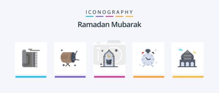Illustration for Ramadan Flat 5 Icon Pack Including reminder. time. announcement. alarm. prayer. Creative Icons Design - Royalty Free Image