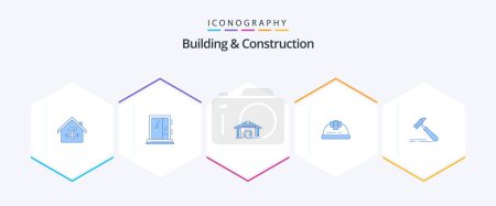 Illustration for Building And Construction 25 Blue icon pack including building. helmet. building. construction. building - Royalty Free Image
