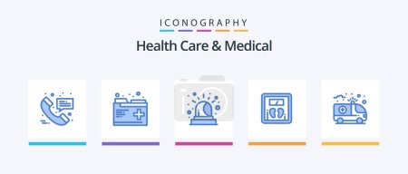 Illustration for Health Care And Medical Blue 5 Icon Pack Including health. ambulance. alarm. machine. scale. Creative Icons Design - Royalty Free Image