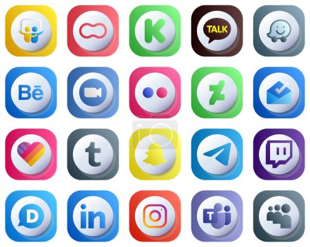 Illustration for Cute 3D Gradient Social Media Icons Pack 20 icons such as likee. deviantart. behance and yahoo icons. Fully Editable and Customizable - Royalty Free Image