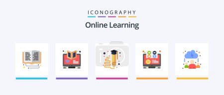 Illustration for Online Learning Flat 5 Icon Pack Including education. elearning. online. write. learning. Creative Icons Design - Royalty Free Image