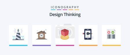 Ilustración de Design Thinking Flat 5 Icon Pack Including pencil. education. clock. design. cube. Creative Icons Design - Imagen libre de derechos