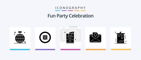 Illustration for Party Glyph 5 Icon Pack Including birthday. kid. sound. holiday. party. Creative Icons Design - Royalty Free Image