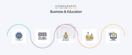 Illustration for Business And Education Line Filled Flat 5 Icon Pack Including capital. coins. building. mission. ship - Royalty Free Image