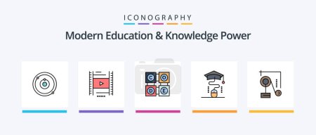 Ilustración de Modern Education And Knowledge Power Line Filled 5 Icon Pack Including online. mouse. geometry. education. first. Creative Icons Design - Imagen libre de derechos