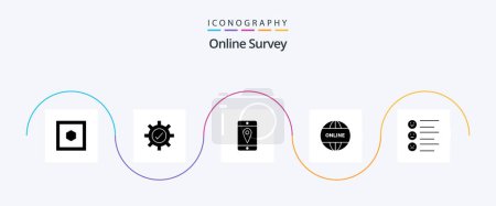 Illustration for Online Survey Glyph 5 Icon Pack Including . website . online . - Royalty Free Image