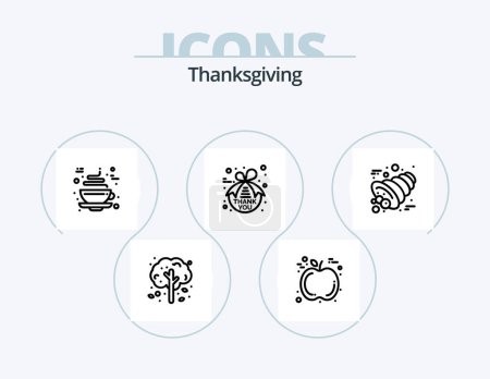 Illustration for Thanksgiving Line Icon Pack 5 Icon Design. corn. autumn. apple. thanks day. love - Royalty Free Image