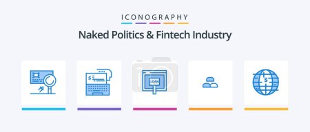Ilustración de Naked Politics And Fintech Industry Blue 5 Icon Pack Including gold. bars. money. online. loan. Creative Icons Design - Imagen libre de derechos